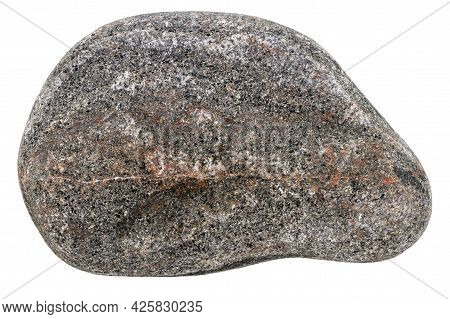 Top View Of Single Blackpebble Isolated On White Background.