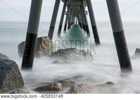 Pont Del Petroli, Badalona, Spain, A Place For Walking Over The Sea