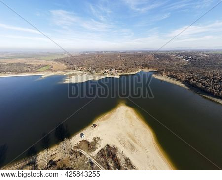 Aerial Panorama Of The Forty Springs Reservoir Near Town Of Asenovgrad, Plovdiv Region, Bulgaria