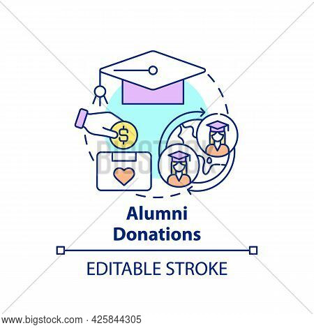 Alumni Donations Concept Icon. Fundraising Appeal Abstract Idea Thin Line Illustration. Supporting C