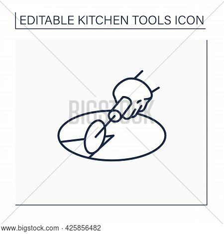 Pizza Cutter Line Icon. Roller Blade. Pizza Wheel. Cooking Utensils. Kitchen Tools Concept. Isolated