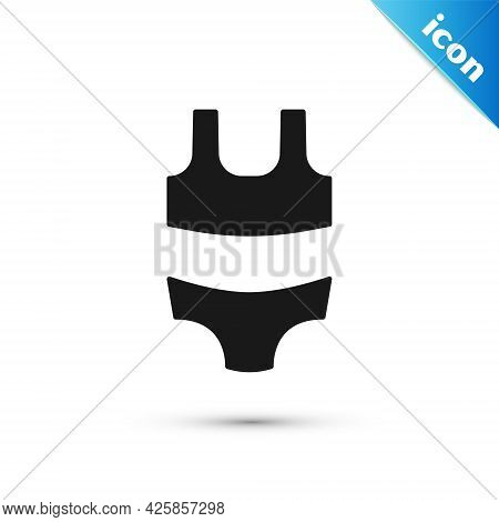 Grey Summer Beach Swimsuit Icon Isolated On White Background. Beach Women Fashion. Vector