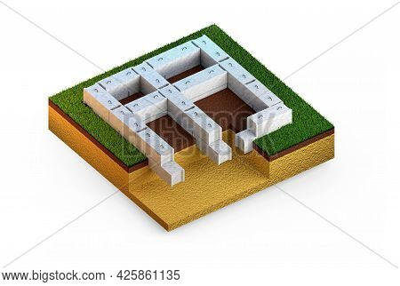 Precast Concrete Panel Basement - Isolated Cg Industrial 3d Illustration