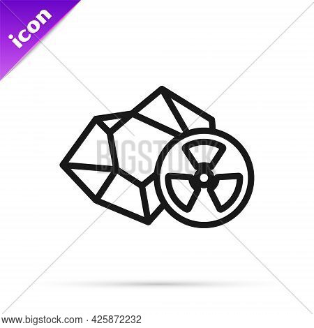 Black Line Radioactive Icon Isolated On White Background. Radioactive Toxic Symbol. Radiation Hazard