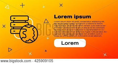 Line Network Cloud Connection Icon Isolated On Yellow Background. Social Technology. Cloud Computing