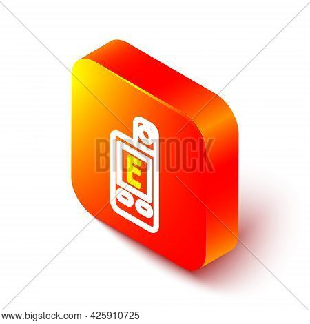 Isometric Line Light Meter Icon Isolated On White Background. Hand Luxmeter. Exposure Meter - A Devi