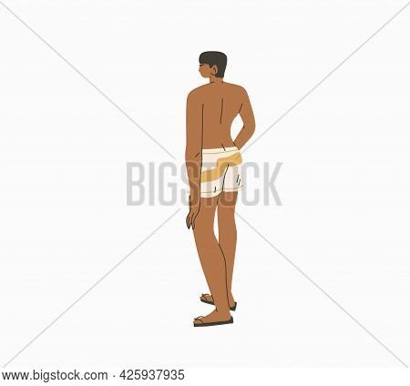 Hand Drawn Vector Abstract Stock Graphic Summer Time Cartoon, Minimalistic Style Illustrations Print