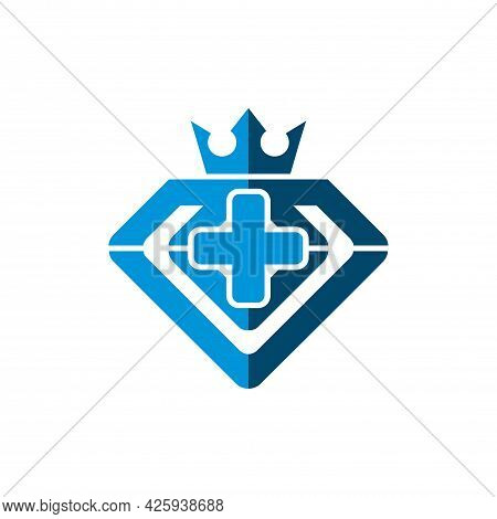 Medical Diamond Crown Logo Icon Flat Concept Vector Design