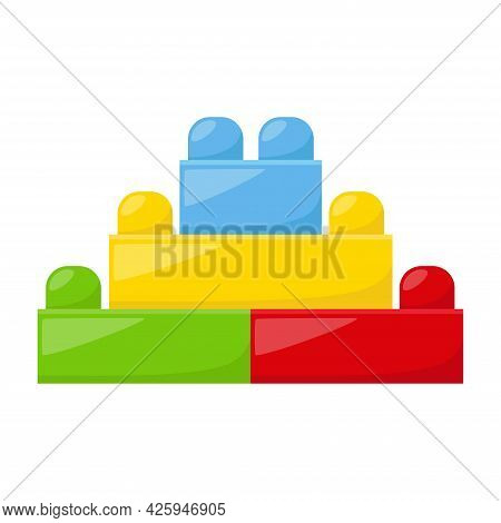 Kid Toy Building Kit On White Background, Vector Illustration