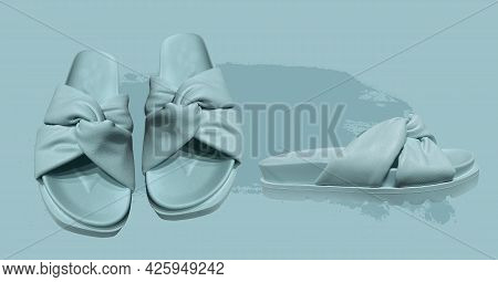 Elegant Fashionable Summer Quilted Flat Sandals. Quilted Straps With Toe Divider. Stylish Women's Sa