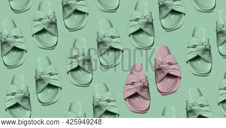 Elegant Fashionable Summer Quilted Flat Sandals. Quilted Straps With Toe Divider. Stylish Women's Sa