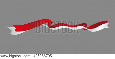 Red And White Ribbon Illustration, Red And White Long Flowing Flag Template Vector
