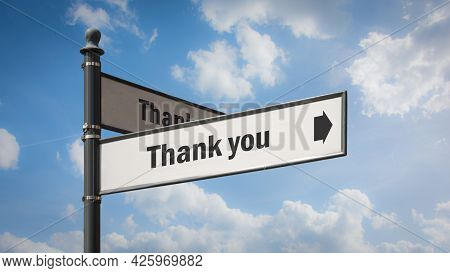 Street Sign The Direction Way To Thank You