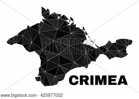 Lowpoly Crimea Map. Polygonal Crimea Map Vector Combined With Scattered Triangles. Triangulated Crim