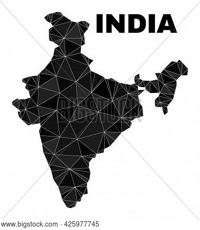 Low-poly India Map. Polygonal India Map Vector Combined Of Chaotic Triangles. Triangulated India Map