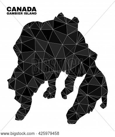 Low-poly Gambier Island Map. Polygonal Gambier Island Map Vector Filled Of Random Triangles. Triangu