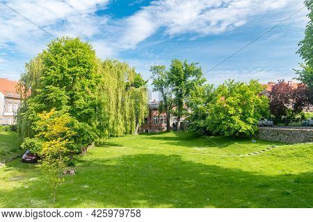 Swiebodzin, Poland - June 1, 2021: Park Square In City Center Of Swiebodzin.