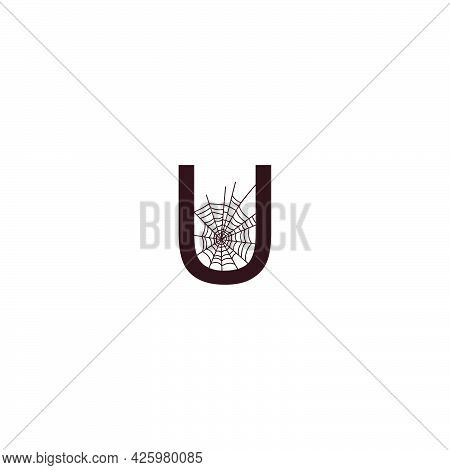 Letter U  With Spider Web Icon Design Template Vector Illustration