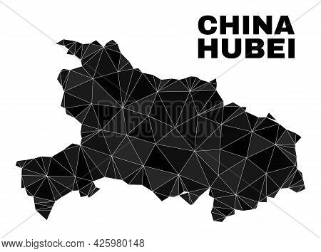 Low-poly Hubei Province Map. Polygonal Hubei Province Map Vector Is Constructed With Chaotic Triangl