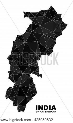 Low-poly Chhattisgarh State Map. Polygonal Chhattisgarh State Map Vector Designed From Scattered Tri