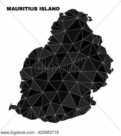 Lowpoly Mauritius Island Map. Polygonal Mauritius Island Map Vector Constructed Of Scattered Triangl