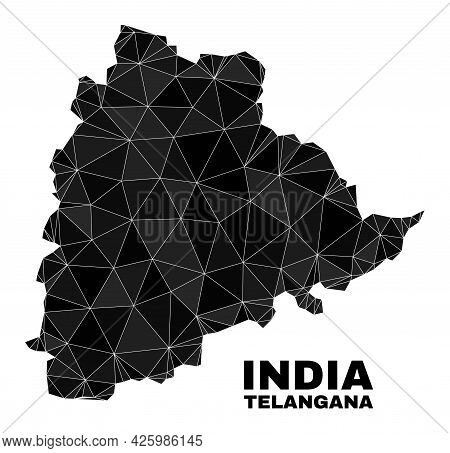 Lowpoly Telangana State Map. Polygonal Telangana State Map Vector Filled Of Random Triangles. Triang
