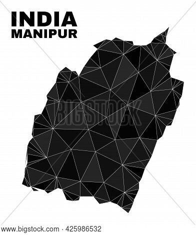 Lowpoly Manipur State Map. Polygonal Manipur State Map Vector Designed Of Random Triangles. Triangul