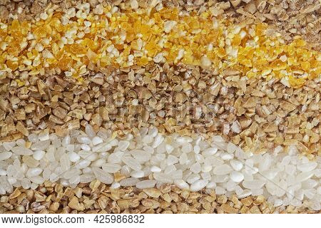 Various Groats, Cereals. Different Types Of Groats As A Background. Healthy Nutrition Food, Healthy 
