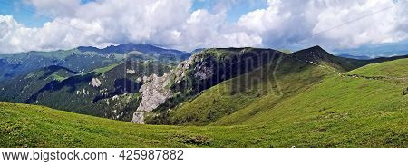 Summer Landscape In The Mountains. Beautiful Day For Hiking