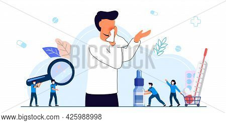 Seasonal Allergy Seasonal Allergy Diagnosis Pollen Allergy Immunotherapy Concept Illness With Cough,
