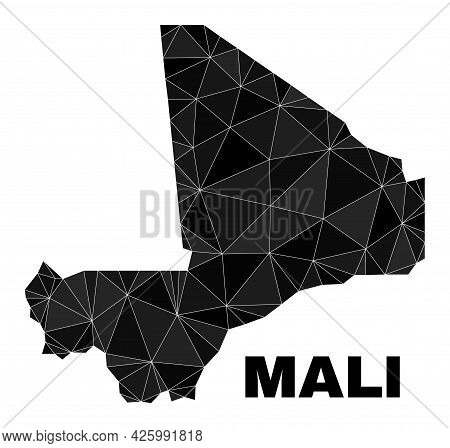 Lowpoly Mali Map. Polygonal Mali Map Vector Designed Of Chaotic Triangles. Triangulated Mali Map Pol