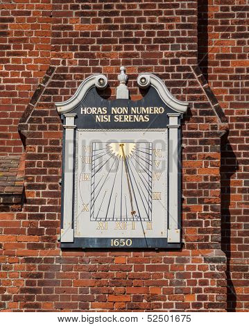 Ancient Sundial On Moot Hall In Aldeburgh