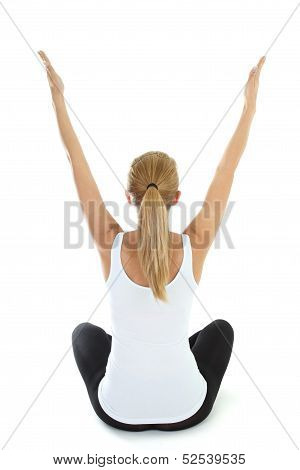 Woman Doing Yoga Over White Background