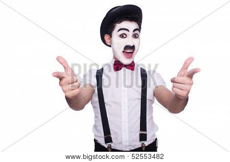 Personification of Charlie Chaplin on white