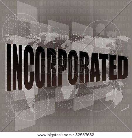 Incorporated Word On Digital Touch Screen