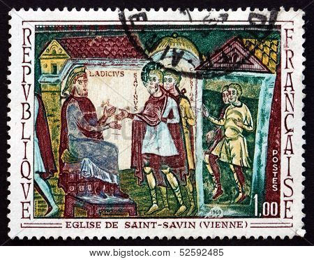 Postage Stamp France 1969 Sts. Savin And Cyprian Before Ladicius
