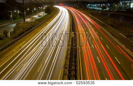 Light trail on a busy motorway