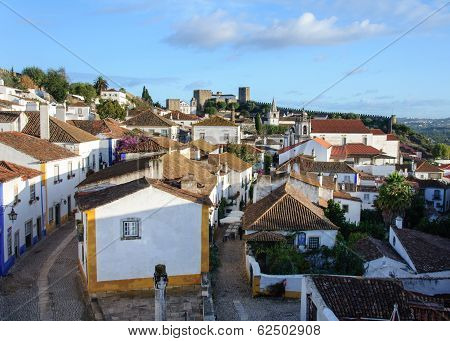 Traditional Architecture In Medieval Portuguese Town Of Obidos