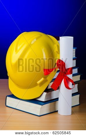 Concept of industrial education with hard hat
