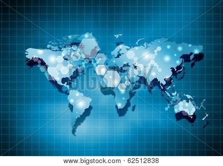 Background digital image of world map with connection lines