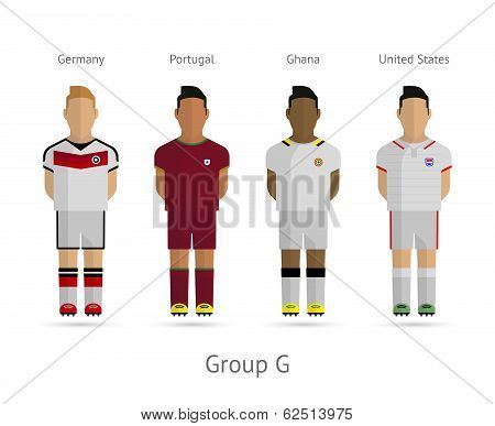 Football teams. Group G - Germany, Portugal, Ghana, United States