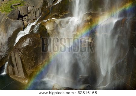 Waterfall known as Vernal Fall falling on a smooth wall of granite in Yosemite National Park, California, USA