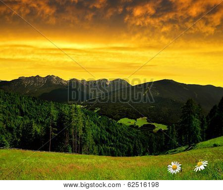 Beautiful mountain scenery, Bruneck, Italy Alps