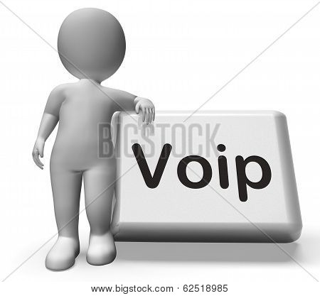 Voip Button With Character  Means Voice Over Internet Protocol