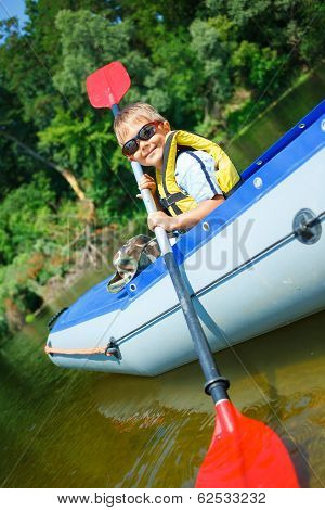 Boy kayaking
