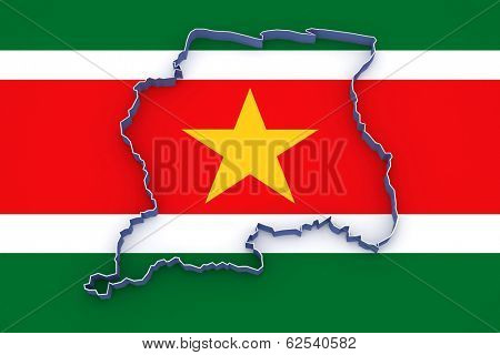 Map of Suriname. 3d