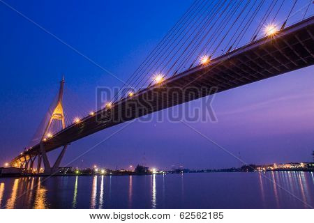 Night View Of The Bhumibol Ii Bridge