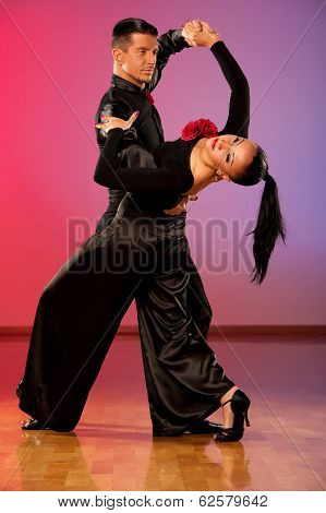Professional Ballroom Dance Couple Preform An Exhibition Dance