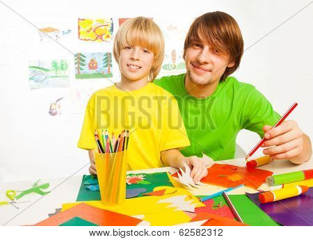 Father and son crafting