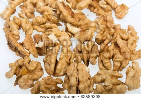 cracked walnut isolated on the white background